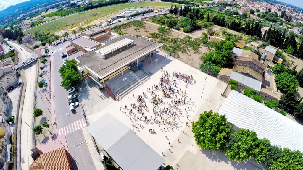 Institut Escola Daniel Mangrané des de l'aire. FOTO: Twitter, @IEDMangrane